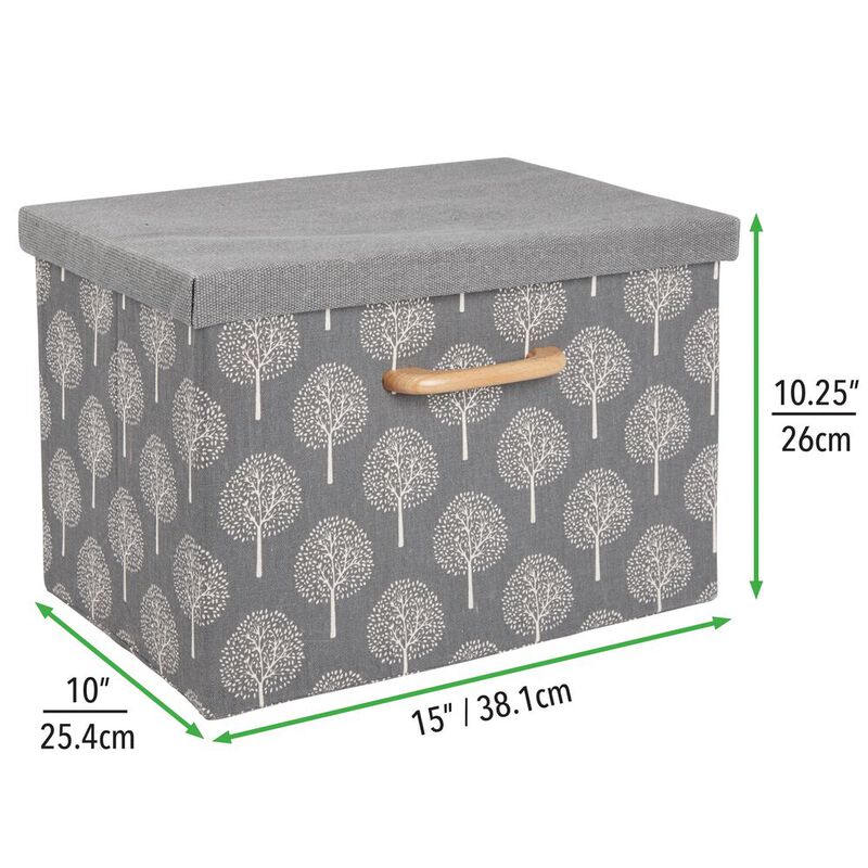 mDesign Soft Textured Fabric Home Storage Organizer Box, 2 Pack - Gray/Cream image number 7