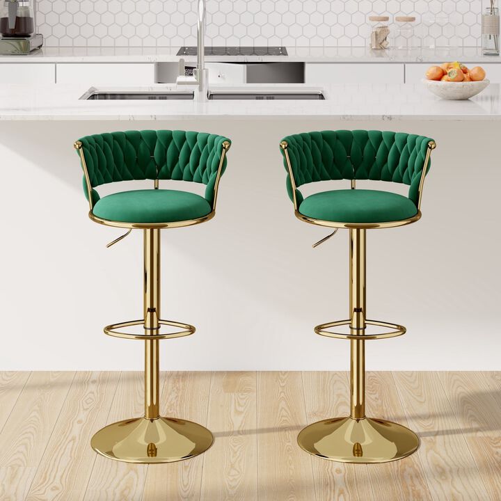 Leather Swivel Bar Stools Set of 2, Steady Adjustable Counter Height Stools with Back, Iron Frame 360&deg; Kitchen Island Chairs for Commercial Use, Workshop