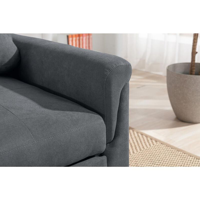 Hannah Dark Gray Woven Convertible Armchair