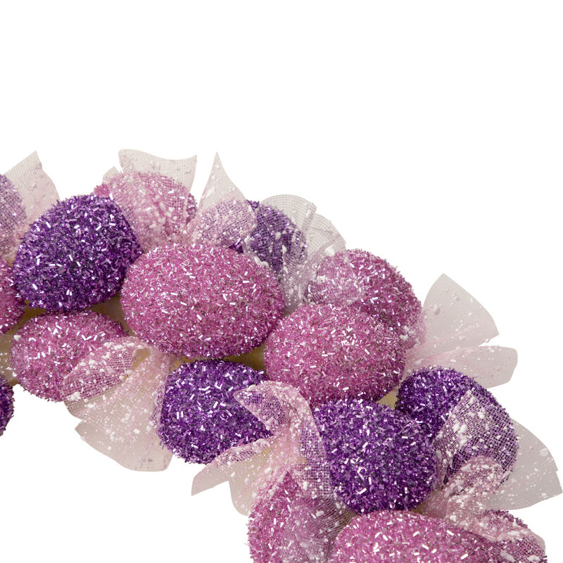 Glittered Pink and Purple Easter Egg Wreath  20-Inch  Unlit