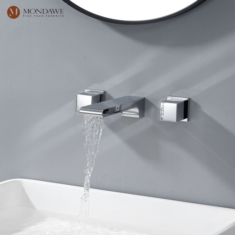 Mondawe Luxury 8 in. Widespread Wall Mounted Bathroom Faucet with Double Handles with Valve (1-Pack)