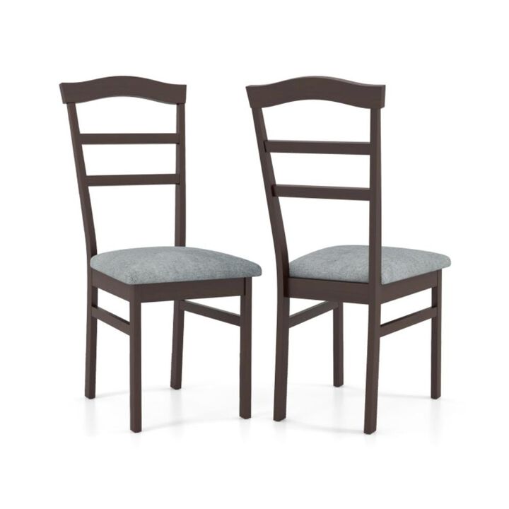 Hivvago Wooden Dining Chair Set of 2 Linen Fabric Upholstered Kitchen Chairs Farmhouse Side Accent Chairs