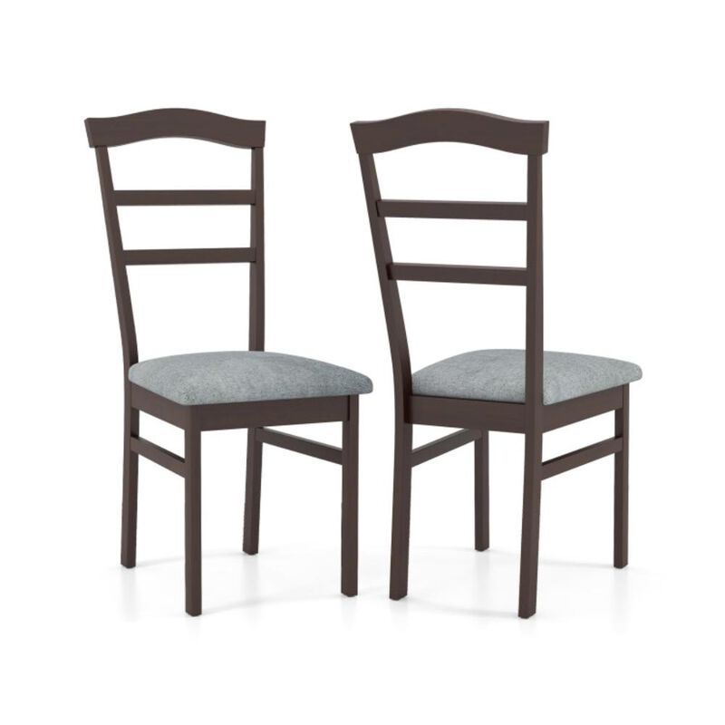 Hivvago Wooden Dining Chair Set of 2 Linen Fabric Upholstered Kitchen Chairs Farmhouse Side Accent Chairs