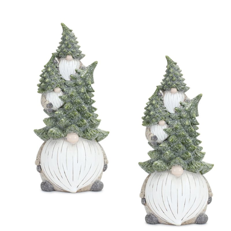 Set of 2 Triple Gnome Stacks for Whimsical Holiday Décor