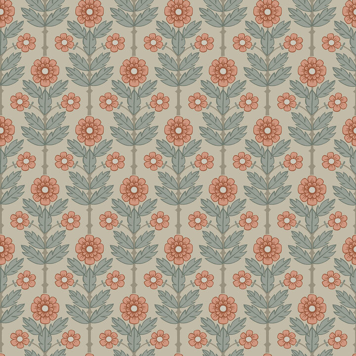 Aya Beige Floral Wallpaper