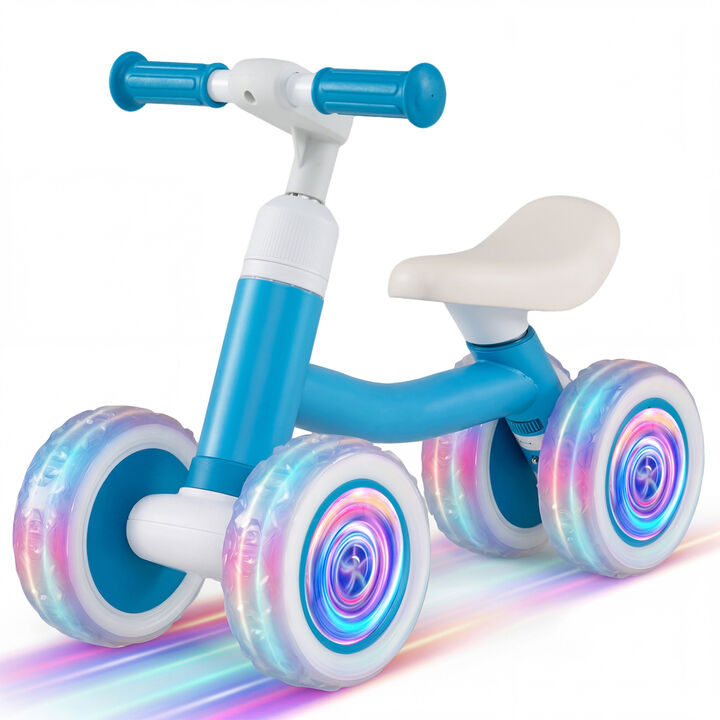 Baby Ride On Balance Bike with Adjustable Handlebar Seat and Light Up Wheels for Home
