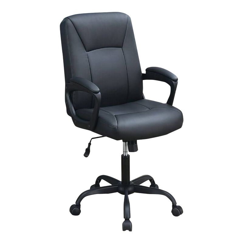 Office Chair with Curved Arms and Leatherette Upholstery, Black-Benzara