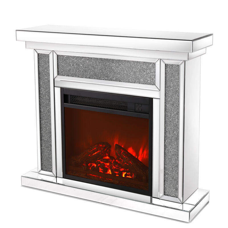 Streamdale Acrylic Diamond Mirror Mantelpiece with Electric Heater