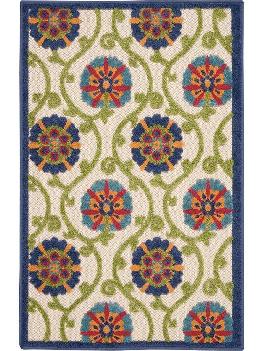 Aloha ALH19 Blue/Multicolor 3'6" x 5'6" Rug