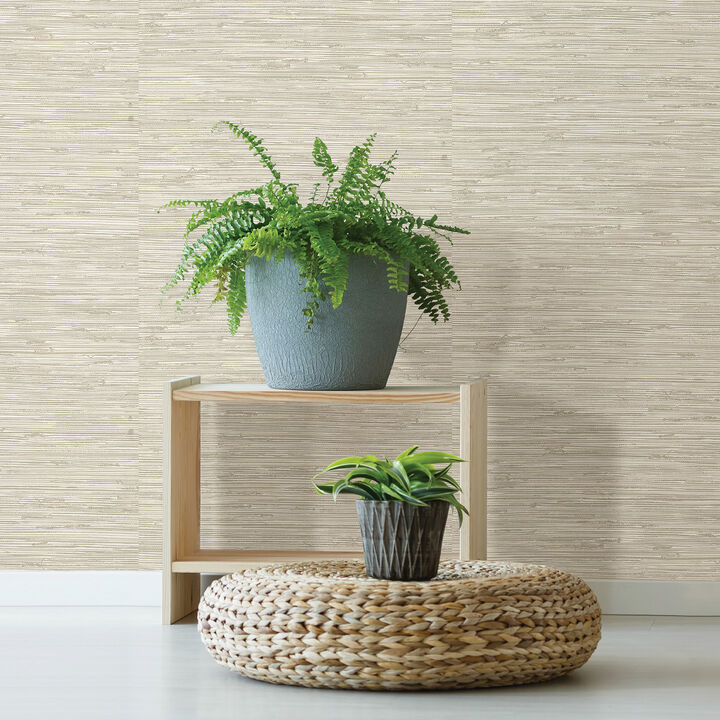 Fiber Cream Faux Grasscloth Wallpaper