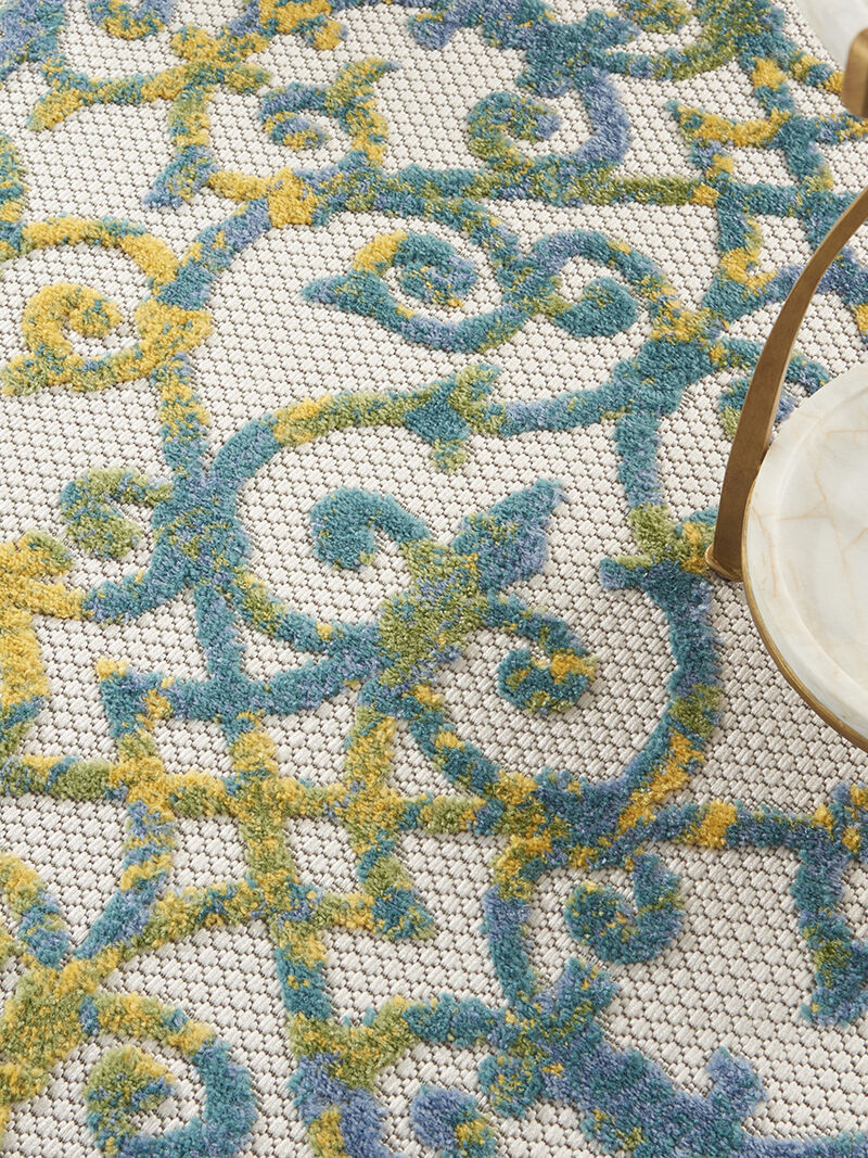 Aloha ALH21 Ivory/Blue 5'3" x Round Rug