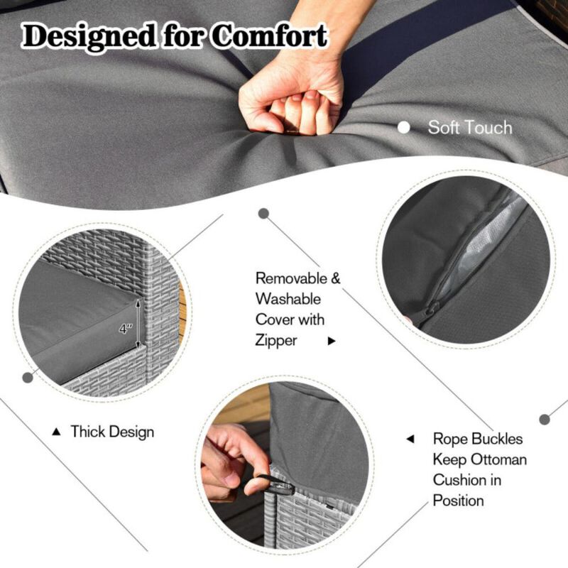 Hivvago 8 Pieces Patio Rattan Furniture Set with Storage Waterproof Cover and Cushion