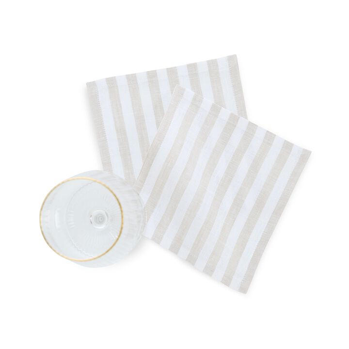 Linen Cocktail Napkins - Amalfi Stripe