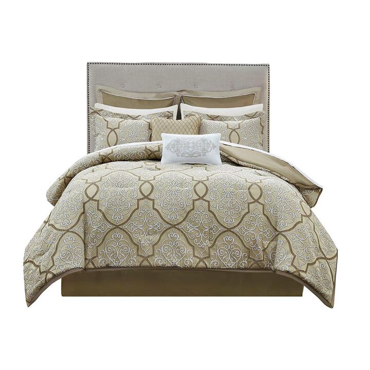 Belen Kox 12 Piece Complete Bed Set, Gold, Belen Kox