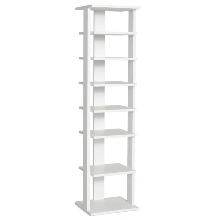Hivvago 7-Tier Slim Wooden Vertical Shoe Rack for Entryway-White