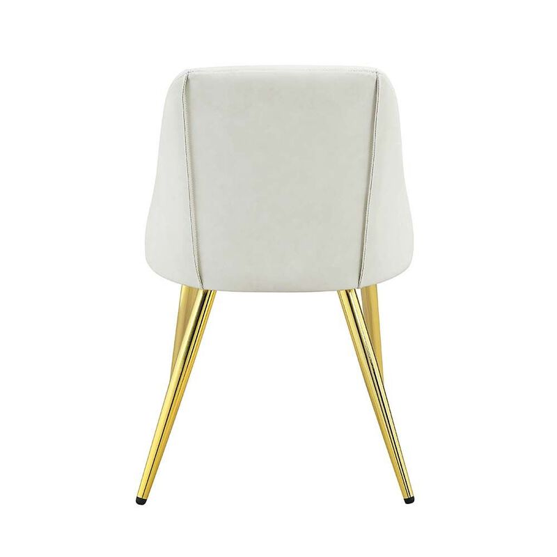 Simple Relax Set of 2 PU Padded Dining Side Chair with Metal Legs in White Finish image number 1