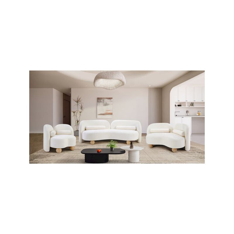 Meridian Furniture Daphne Cream Chenille Fabric Sofa