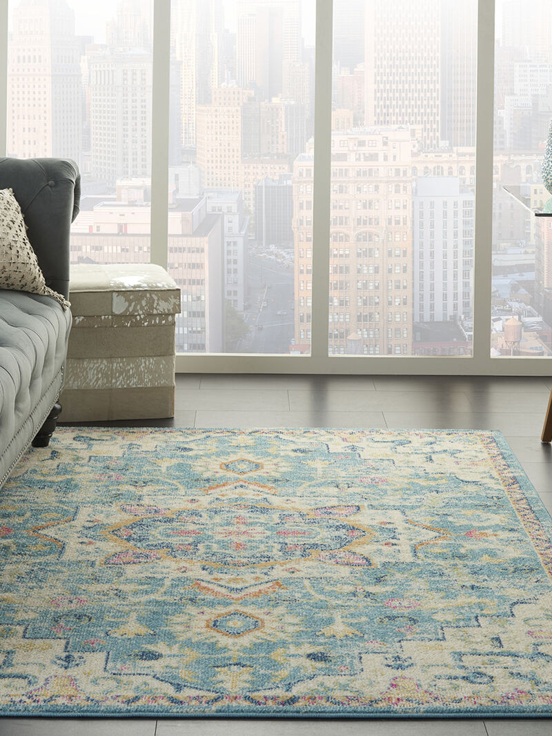 Passion PSN25 Ivory/Light Blue 5' x Round Rug image number 6