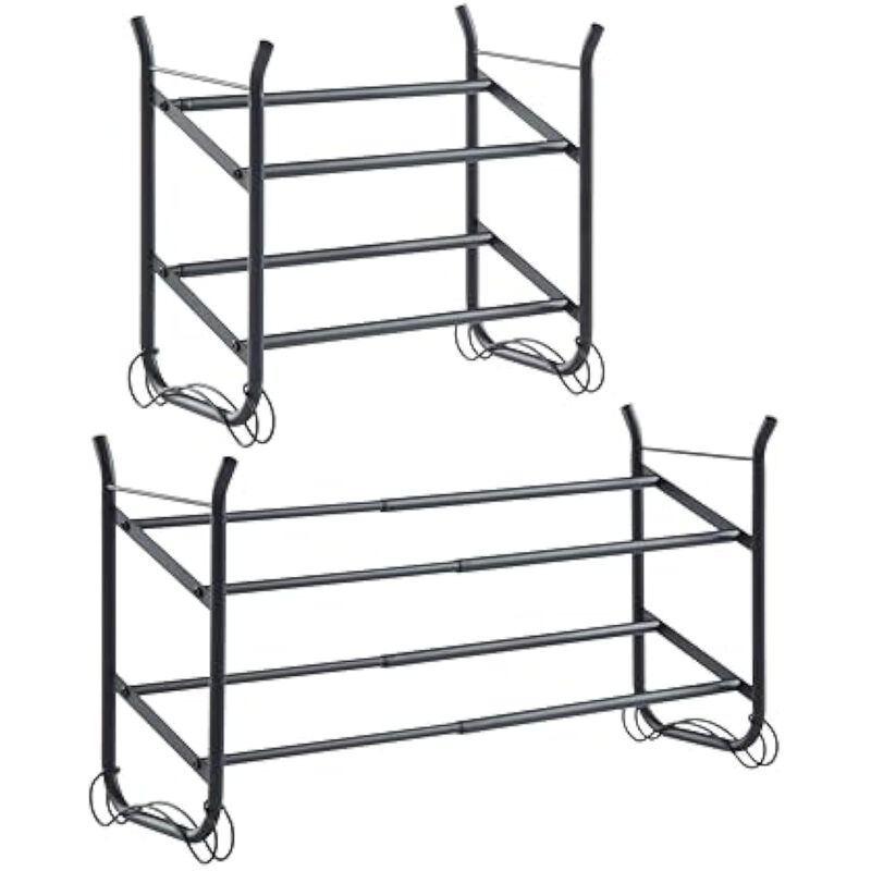 Entryway Metal Shoe Organizer 2 Tier Adjustable Shelves Closet Storage 5 Inch image number 3