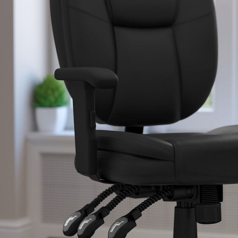 Caroline Mid-Back Fabric Multifunction Swivel Ergonomic Task Office Chair with Pillow Top Cushioning and Arms image number 3