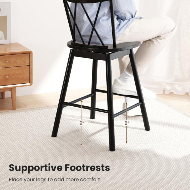 Hivvago Set of 2 Windsor Bar Stool with Ergonomic Backrest and Footrests