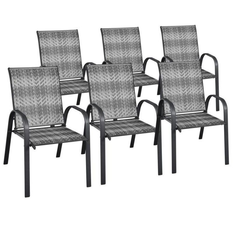 Hivvago Outdoor PE Wicker Stackable Chairs with Sturdy Steel Frame