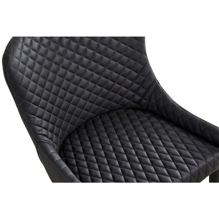 Upholstered Dining Chair With Tufted Seat , Dark Gray, Set Of 4