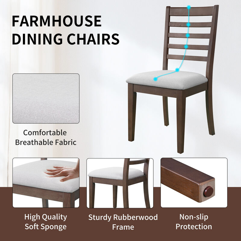 Merax Farmhouse 7-Piece Extendable Dining Set image number 6