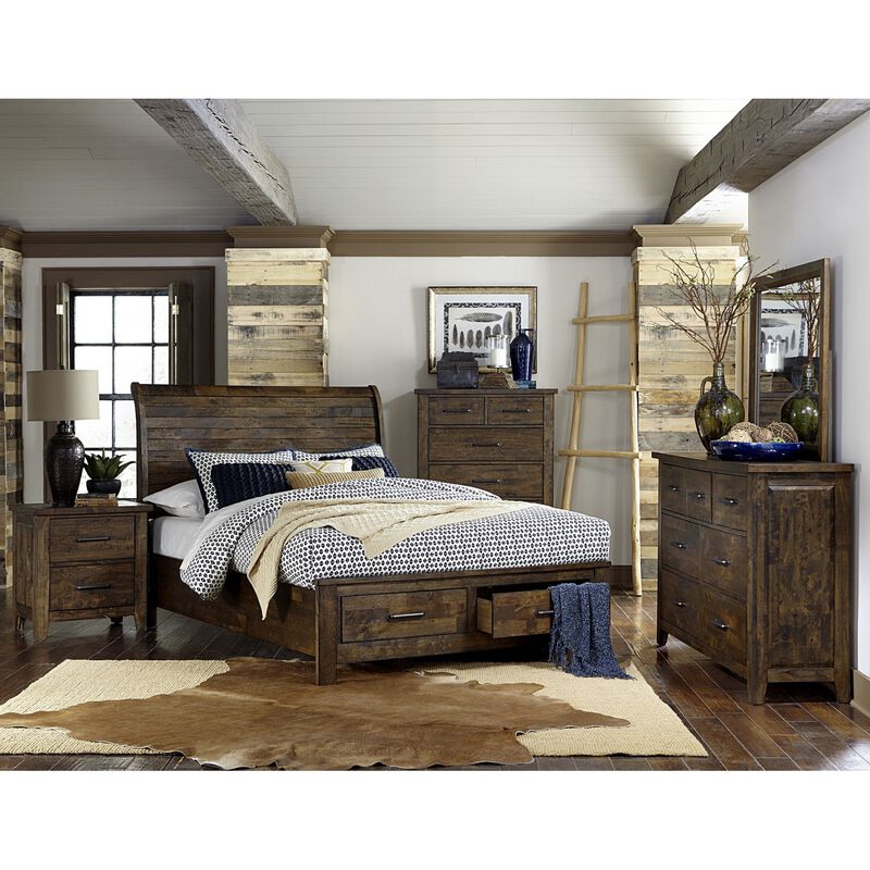 Streamdale Rustic Bedroom Nightstand Solid Rubberwood image number 6