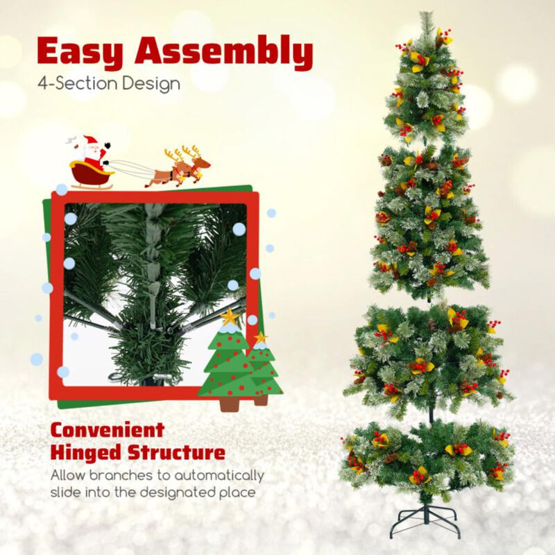 Hivvago Pre-Lit Artificial Christmas Tree with PVC and Pine Needles