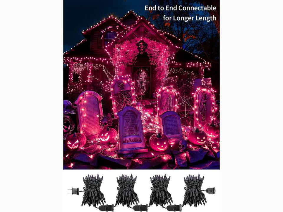 13FT Purple Halloween Mini Lights – 50 Incandescent Bulbs, Connectable Indoor/Outdoor String for Haunted House