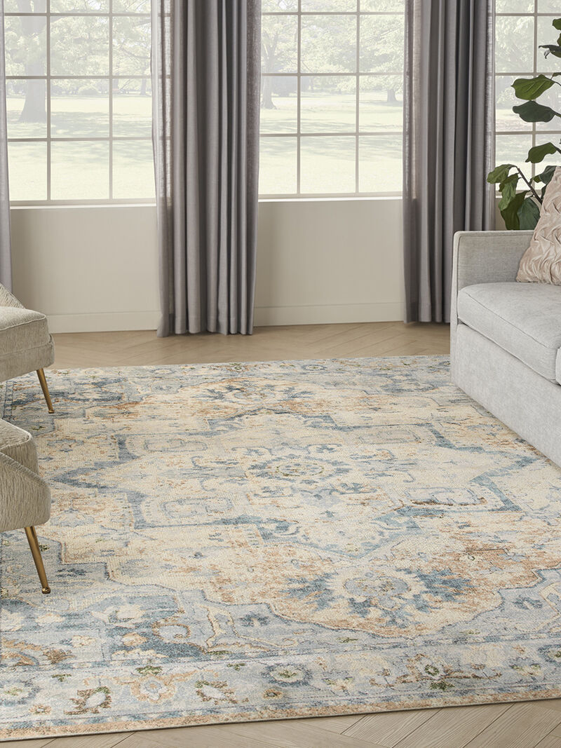 Astra Machine Washable ASW12 Beige/Blue 9' x 12' Rug