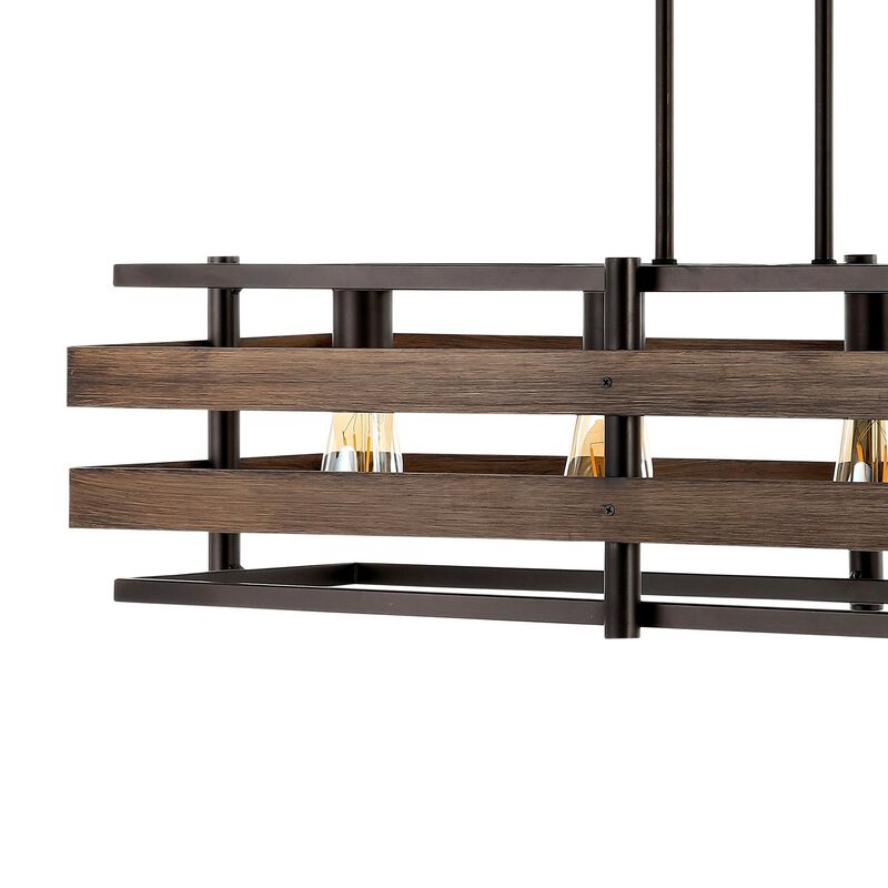 Horizon 4-Light Rustic Farmhouse Iron Linear LED Pendant