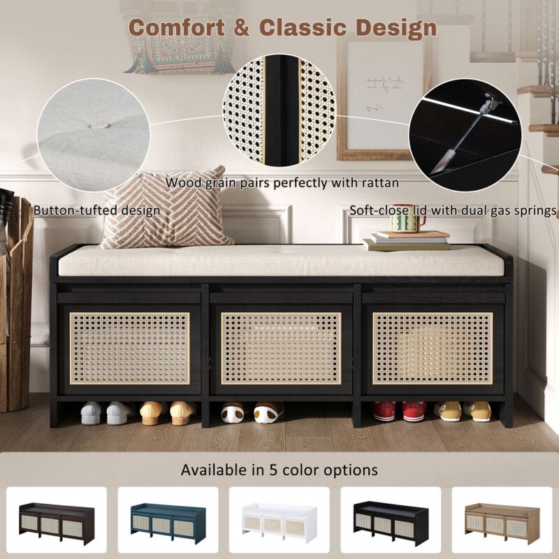 Seckbo Retro Button Tufted Upholstered Storage Bench image number 6