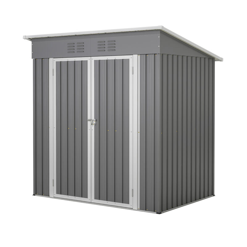 WOW PIONEER Durable 6'x4' Outdoor Metal Storage Shed with Lockable Door & Floor Frame for Garden Tools, Backyard Supplies and Multi-Purpose Outdoor Use image number 9
