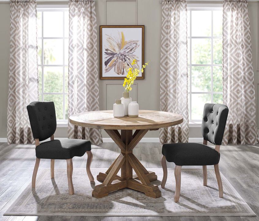 Modway - Stitch 47" Round Pine Wood Dining Table Brown