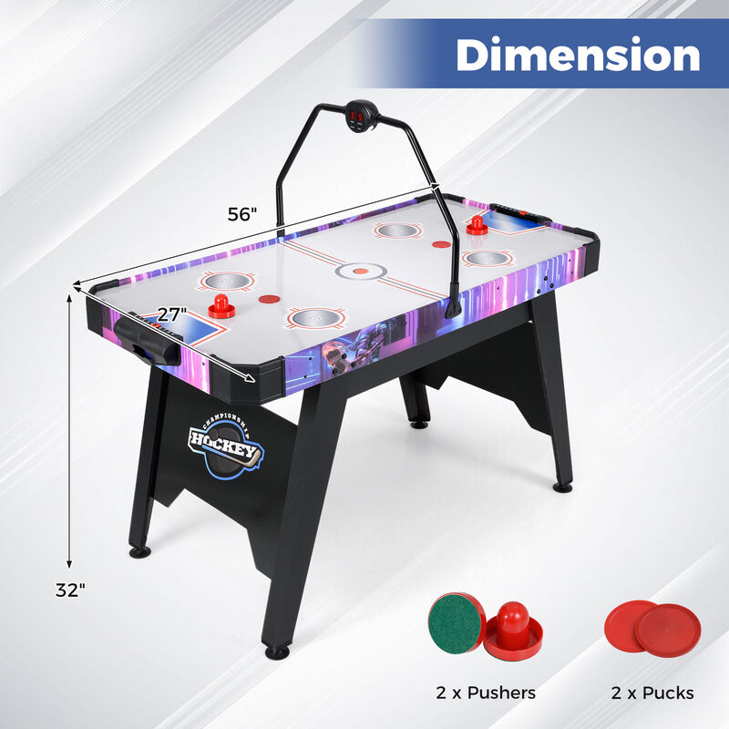 Air Hockey Table Game with LED Scoring Display and Powerful 12V Motor-White image number 2