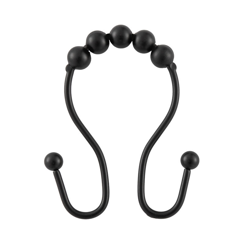 Stainless Steel Double Shower Curtain Hooks, Set of 12 image number 0