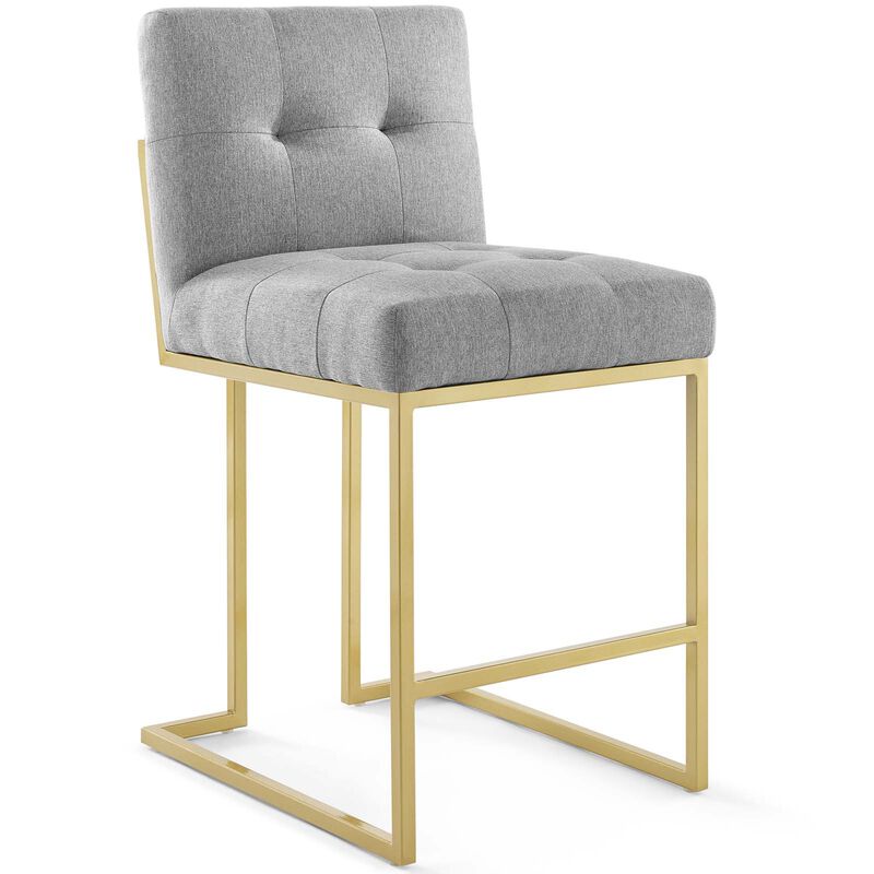 Privy Gold Stainless Steel Upholstered Fabric Counter Stool Set of 2 image number 1