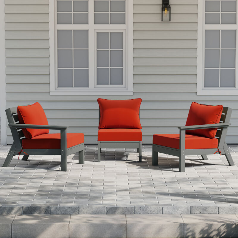 WestinTrends Outdoor Patio HDPE Sectional Sofa with Patio Cushions