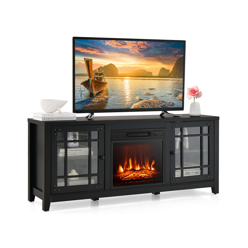 Fireplace TV Stand with Adjustable Shelves for TVs