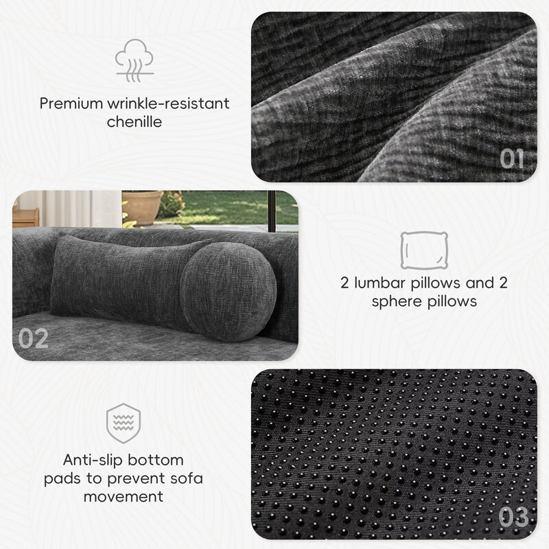 Merax Modular Sectional Sofa with Tool-Free Vacuum Compression, Chenille Fabric image number 7