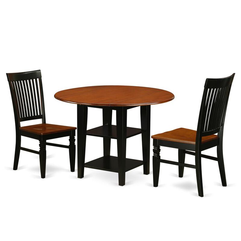 East West Furniture Dining Room Set Black & Cherry