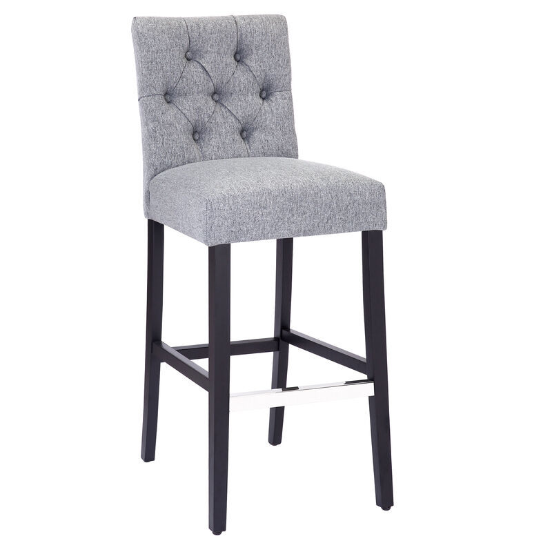 WestinTrends 29" Linen Fabric Tufted Upholstered Bar Stool, Black