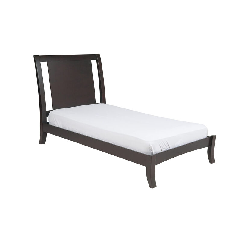 Fang California King Bed, Sleigh Panel Headboard, Espresso Brown Mahogany  - Benzara
