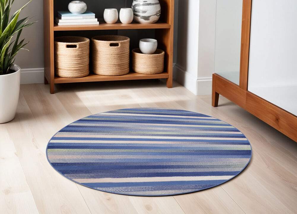 HomeRoots Striped Round Rug