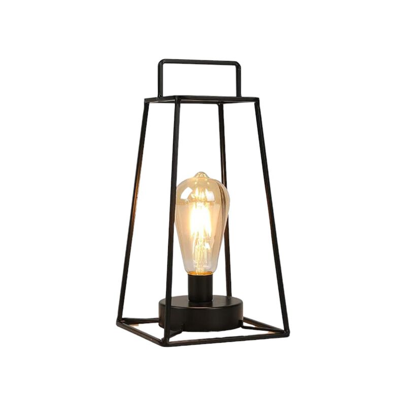 HomeRoots 12" Black Geometric Novelty Lantern With Novelty Shade image number 0