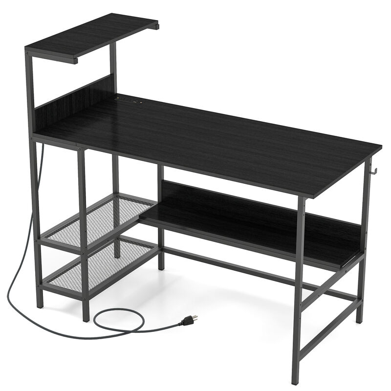 Computer Desk with Built In Power Outlets and Shelves for Home Office image number 0
