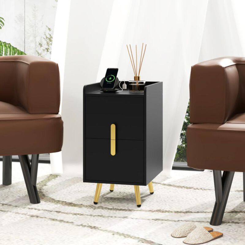 Hivvago Nightstand Side Tables with 2 Drawers and 2 USB Ports