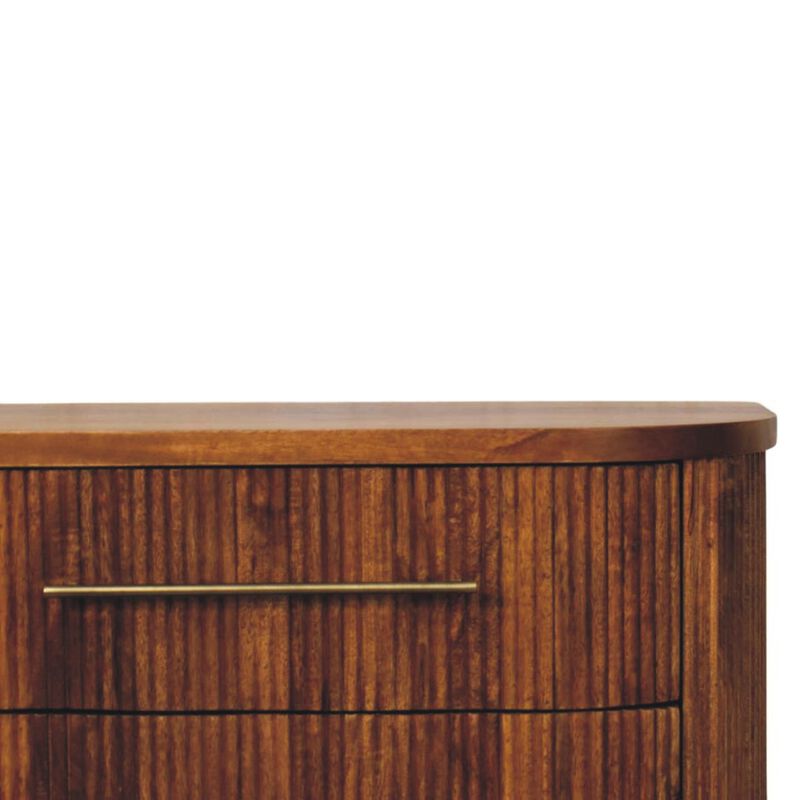 Artisan FurnitureSolid Wood Emerson Ribbed 4-Drawer Chest,Brown,3-Drawers image number 4